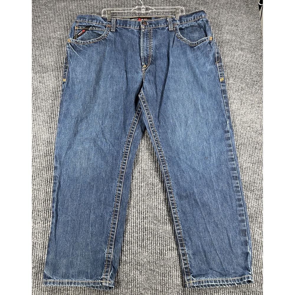 Ariat FR Jeans Mens 42x30 M3 Rebar Loose Fit Blue Denim Work Casual Comfort